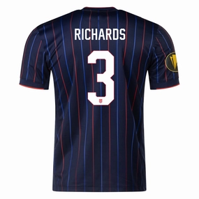 Nike Chris Richards United States Away Jersey 25/26 w/ Gold Cup Patch 2025 (Obsidian/Challenge Red) Adaptive Fit System
