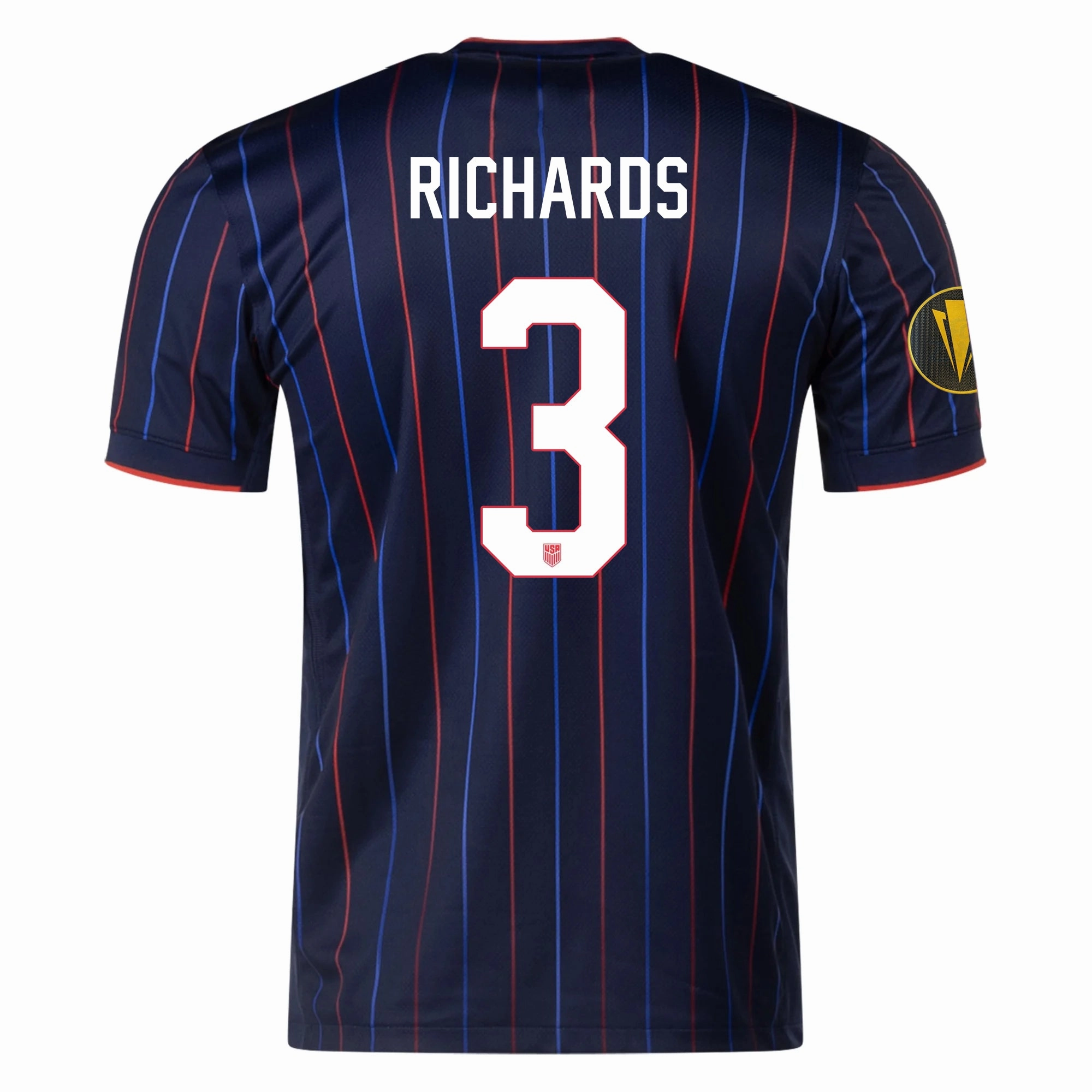 Nike Chris Richards United States Away Jersey 25/26 w/ Gold Cup Patch 2025 (Obsidian/Challenge Red) Adaptive Fit System