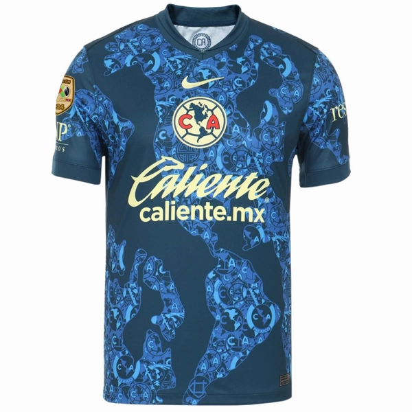 Daily Active Fitness Mode Nike Club America Fidalgo Away Jersey w/ Liga MX C24 Patch 24/25 (Valerian Blue/Lemon Chiffon)