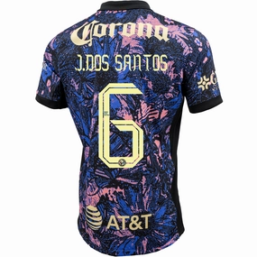 Wrinkle Resistant Weave Layer Friendly Nike Club America Jonathan dos Santos Third Jersey 24/25 (Medium Blue/Black/Lemon Chiffon)