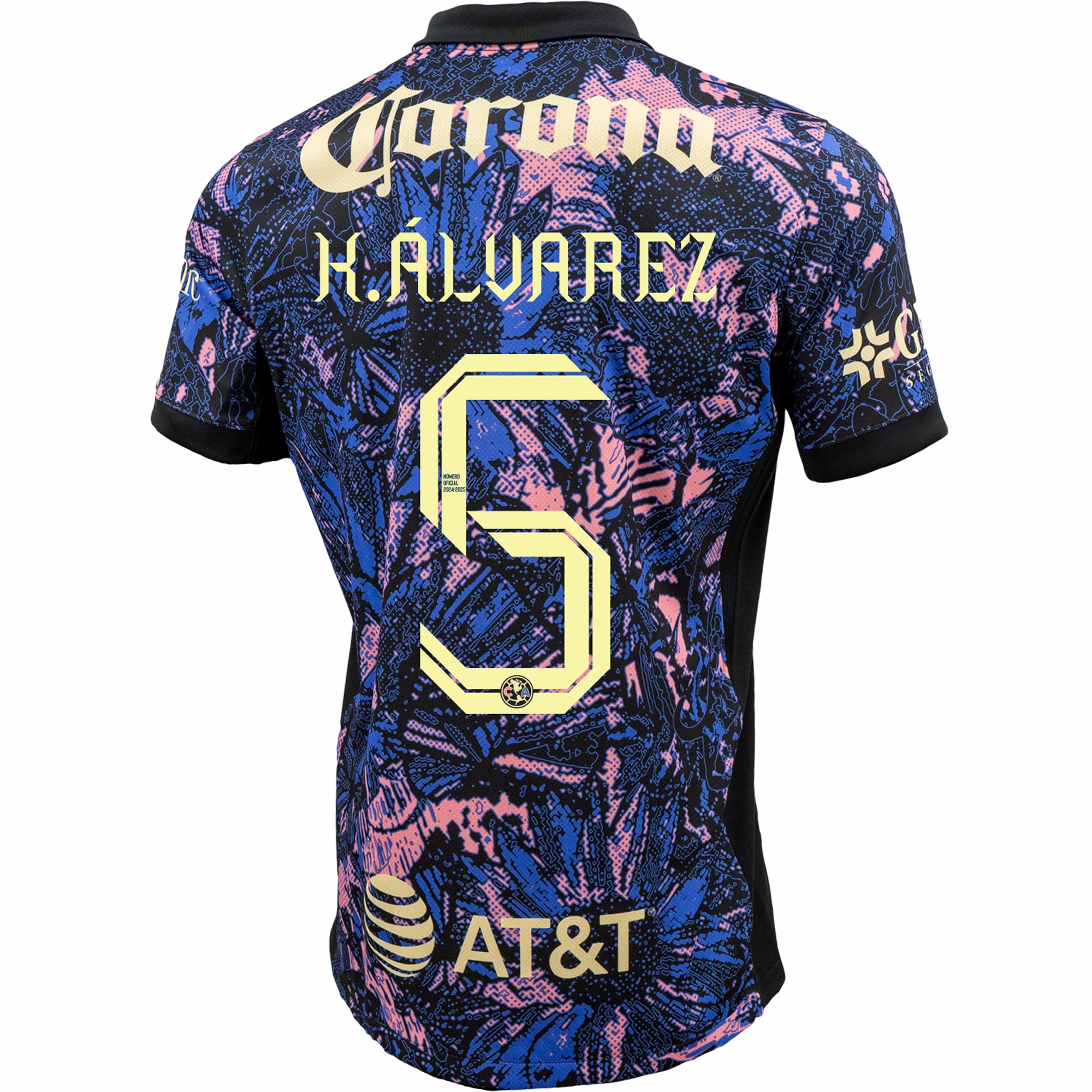 Nike Club America Kevin ??lvarez Third Jersey 24/25 (Medium Blue/Black/Lemon Chiffon) Multipanel Construction