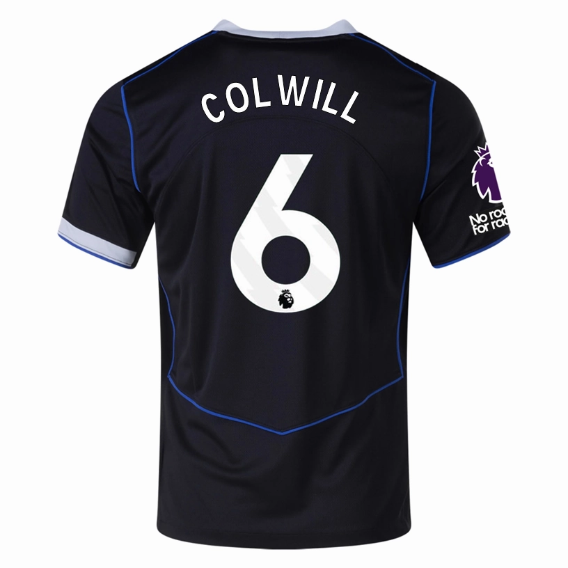 Nike Colwill Chelsea T90 Third Jersey w/ EPL   NRFR   CWCC Patch 25/26 (Black/Silver) Slim Silhouette Versatile Gear