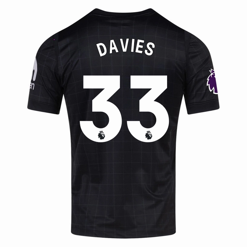 Nike Davies Men's Tottenham Away Jersey w/ EPL   No Room For Racism Patches 25/26 (Black/Iron) Fade Resistant Dyeing