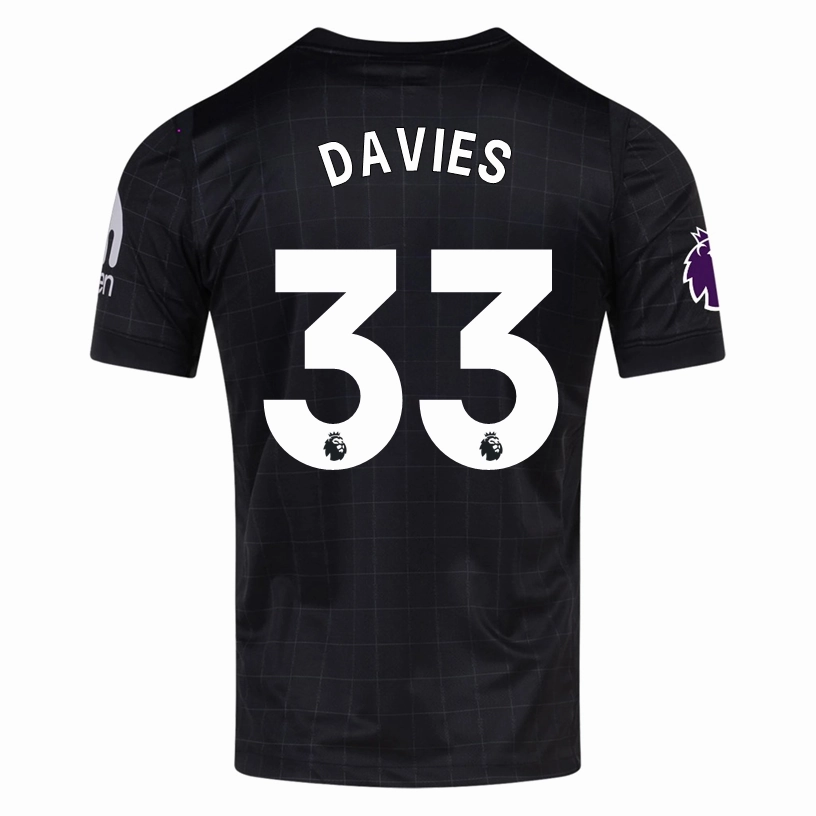 Nike Davies Men's Tottenham Away Jersey w/ EPL   No Room For Racism Patches 25/26 (Black/Iron) Air Ready Base Movement