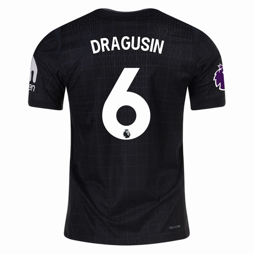 Nike Dragusin Tottenham Hotspur Authentic Away Jersey 25/26 w/ EPL Patch (Black/Iron) Stretchable Knit Material