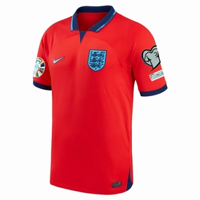 Bonded Armhole Nike England Away Jersey 22/23 w/ Euro Qualifier Patches (Challenge Red/Blue Void)