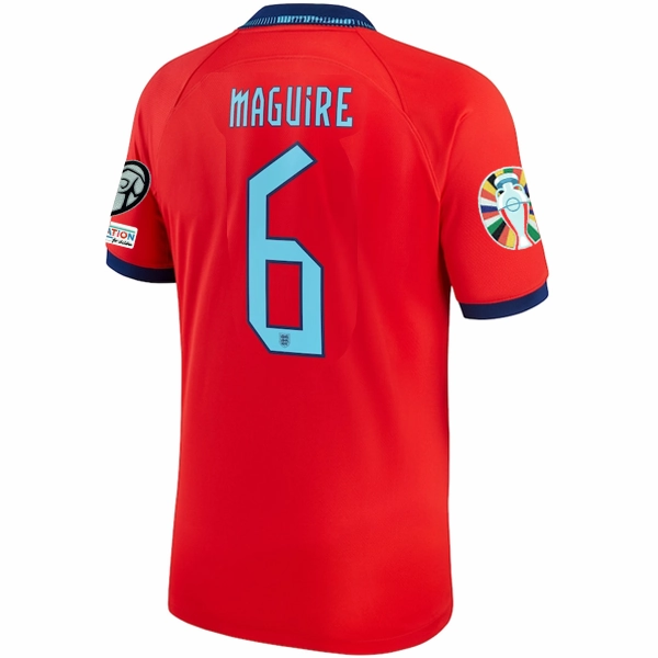 Performance Ready Friction Dispersing Weave Nike England Harry Maguire Away Jersey 22/23 w/ Euro Qualifier Patches (Challenge Red/Blue Void)