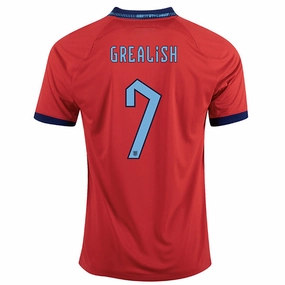 Nike England Jack Grealish Away Jersey 22/23 (Challenge Red/Blue Void) Quick Drying