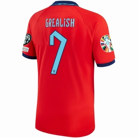 Dynamic Tension Banding Nike England Jack Grealish Away Jersey 22/23 w/ Euro Qualifier Patches (Challenge Red/Blue Void)