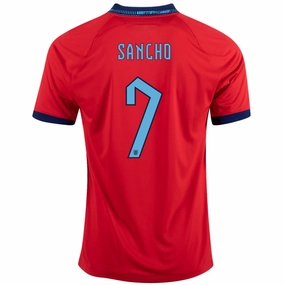 Pulse Fit Easy Care Material Nike England Jadon Sancho Away Jersey 22/23 (Challenge Red/Blue Void)