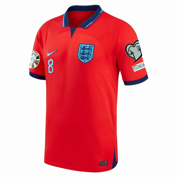 Fast Cooling Flattering Drop Shoulder Nike England Jordan Henderson Away Jersey 22/23 w/ Euro Qualifier Patches (Challenge Red/Blue Void)