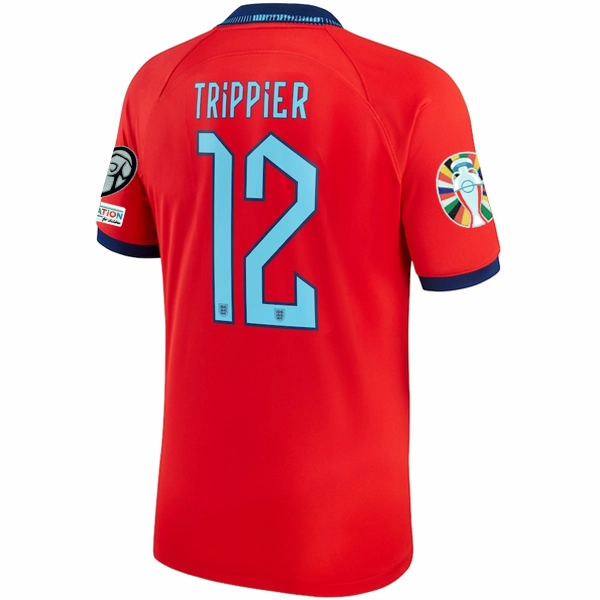 Nike England Kieran Trippier Away Jersey 22/23 w/ Euro Qualifier Patches (Challenge Red/Blue Void) Fit Tech