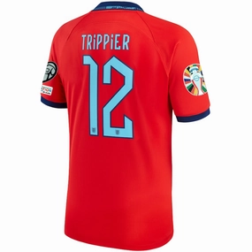 Nike England Kieran Trippier Away Jersey 22/23 w/ Euro Qualifier Patches (Challenge Red/Blue Void) Fit Tech
