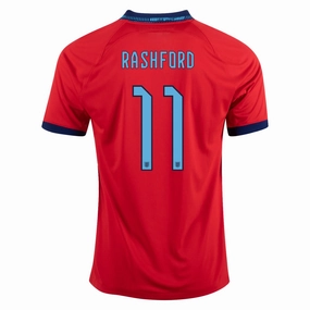 Nike England Marcus Rashford Away Jersey 22/23 (Challenge Red/Blue Void) Hybrid Fabric Blends
