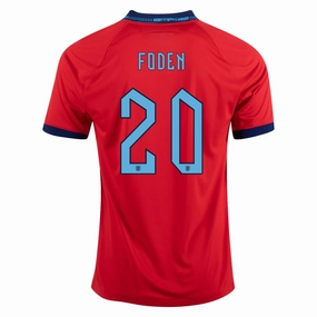 Non Irritating Seams Maximum Performance Nike England Phil Foden Away Jersey 22/23 (Challenge Red/Blue Void)
