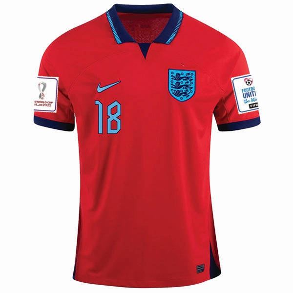 Lightweight Construction Adaptive Fit System Nike England Trent Alexander-Arnold Away Jersey 22/23 w/ World Cup 2022 Patches (Challenge Red/Blue Void)