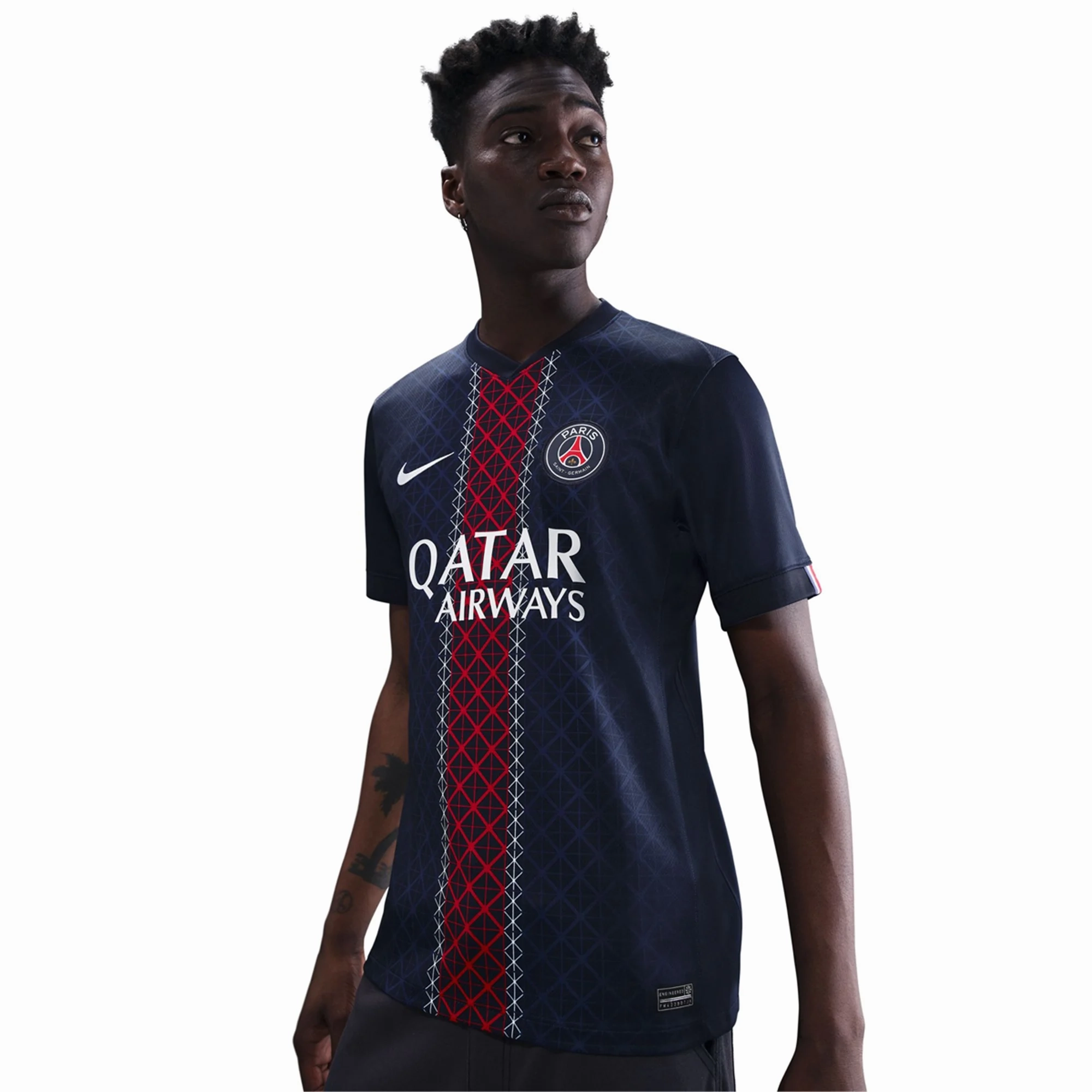 Non Binding Edgework Nike Fabian Men's PSG Home Jersey 25/26 w/ Ligue 1 Patch   Champions Patch (Navy/Red/White)