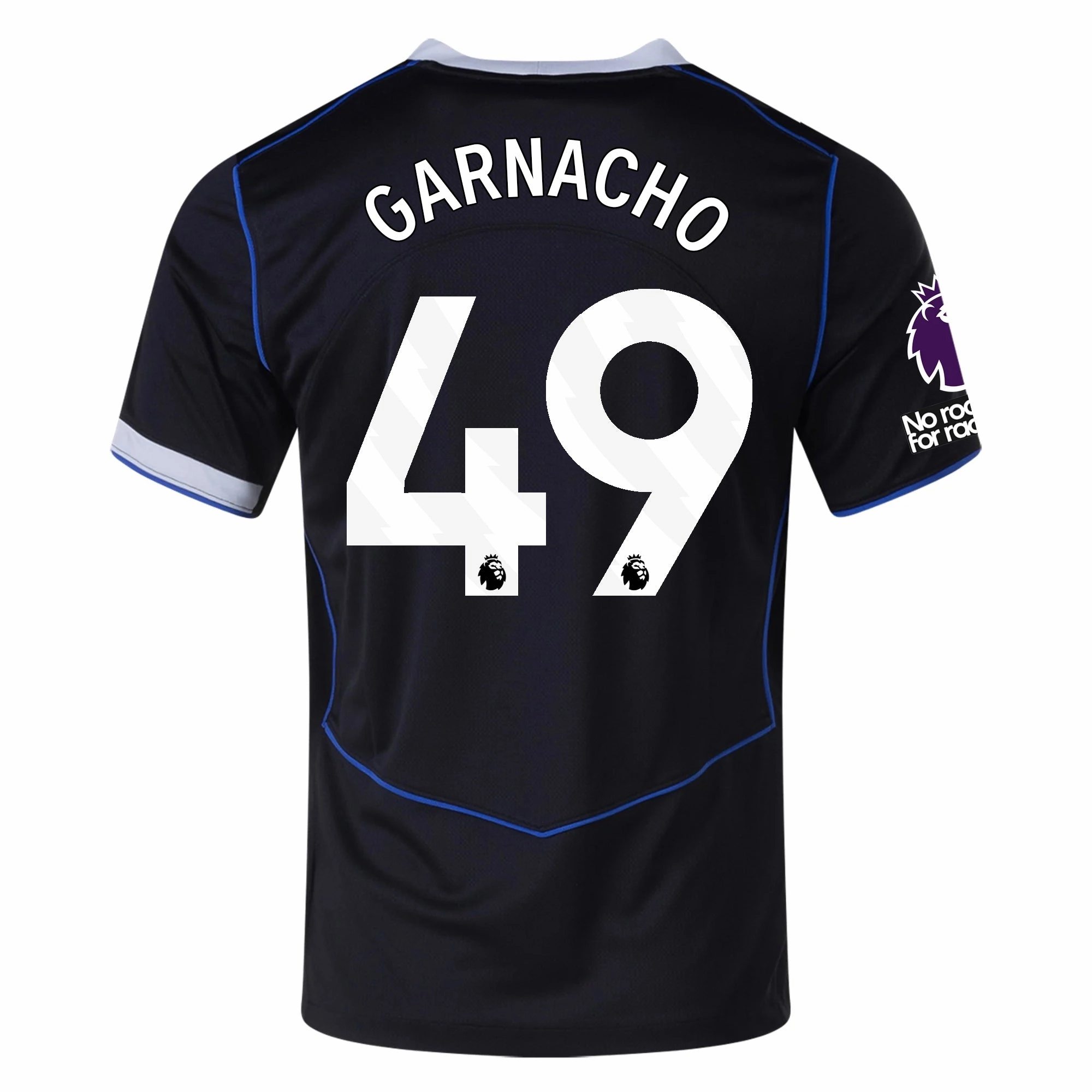 gear up Bonded Armhole Frames Nike Garnacho Chelsea T90 Third Jersey w/ EPL   NRFR   CWCC Patch 25/26 (Black/Silver)