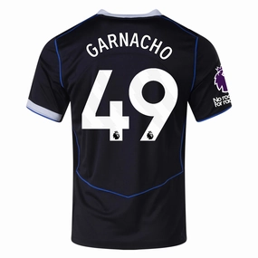 gear up Bonded Armhole Frames Nike Garnacho Chelsea T90 Third Jersey w/ EPL   NRFR   CWCC Patch 25/26 (Black/Silver)