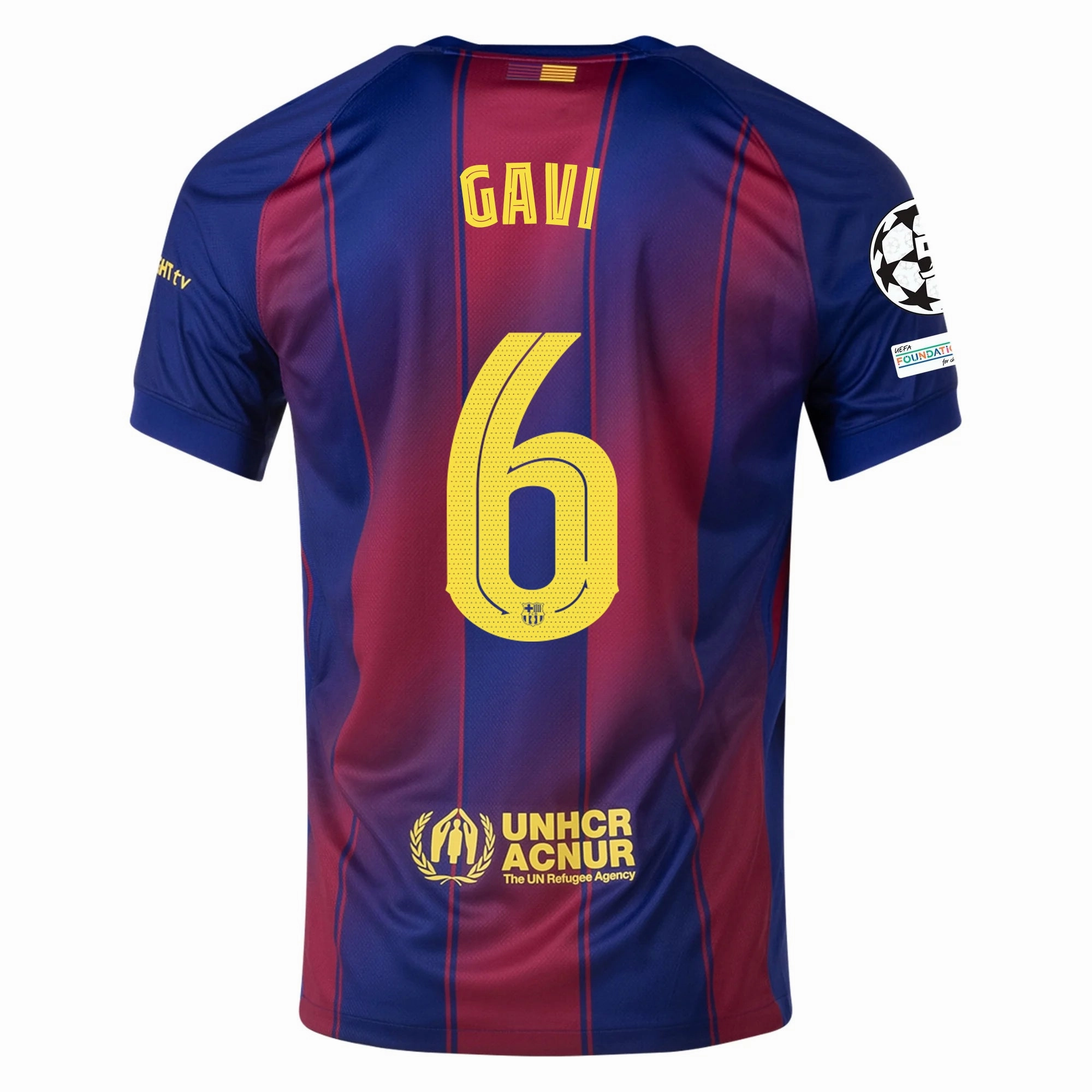 Anti Pilling Finish Maximum Comfort Nike Gavi FC Barcelona Home Jersey 25/26 w/ Champions League Patches (Deep Royal Blue/Midwest Gold)
