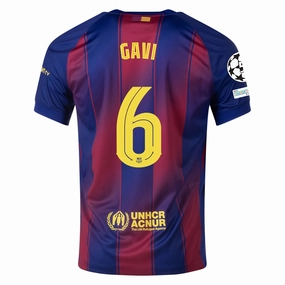 Anti Pilling Finish Maximum Comfort Nike Gavi FC Barcelona Home Jersey 25/26 w/ Champions League Patches (Deep Royal Blue/Midwest Gold)