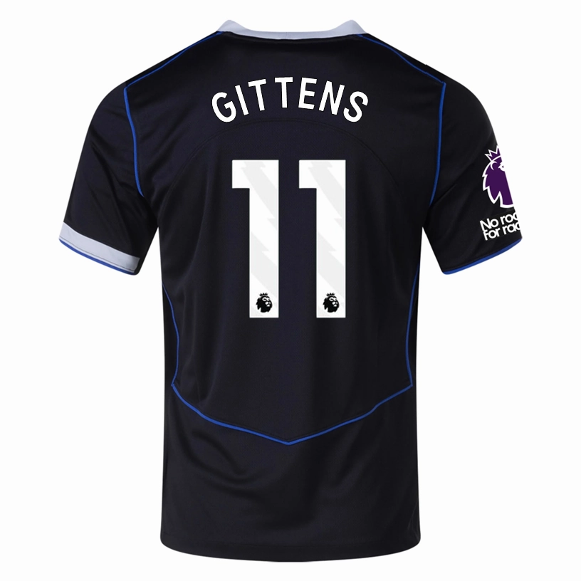 Nike Gittens Chelsea T90 Third Jersey w/ EPL   NRFR   CWCC Patch 25/26 (Black/Silver) Sporty Outfit Daily Training