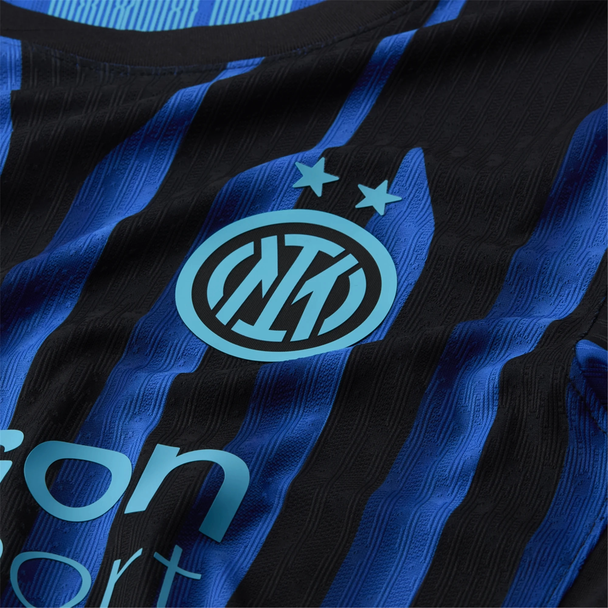 Nike Inter Milan Authentic Home Jersey w/ Champions League Patches 25/26 (Lyon Blue/Black/Chlorine Blue) Garment Dyed Colorfastness Smooth Surface Finish