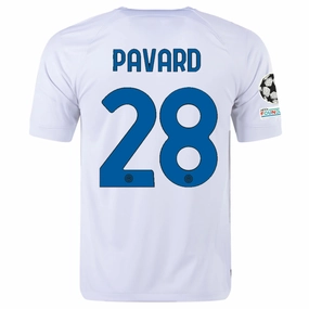 Quick Release Tag Ultimate Performance Nike Inter Milan Benjamin Pavard Away Jersey w/ Champions League   Copa Italia Patches 23/24 (White/Lyon Blue)