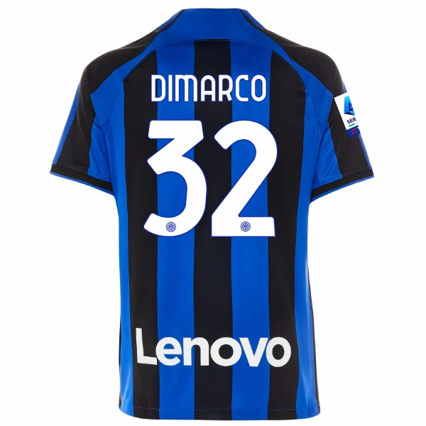 Nike Inter Milan Dimarco Home Jersey w/ Serie A   Copa Italia Patches 22/23 (Lyon Blue/Black) Quick Comfort Eco Friendly Material