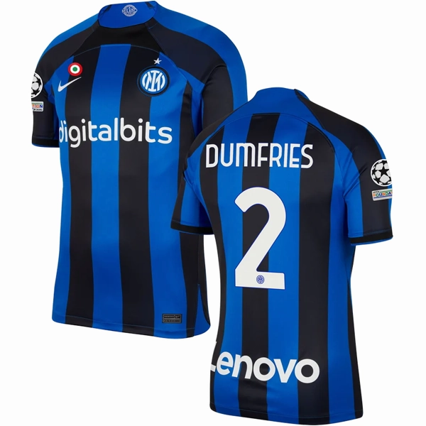 Active Hours Muscle Fit Nike Inter Milan Dumries Home Jersey w/ Champions League Patches 22/23 (Lyon Blue/Black)