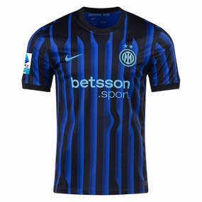Nike Inter Milan Home Jersey w/ Serie A Patch 25/26 (Lyon Blue/Black/Chlorine Blue) Tear Resistant Fabric Weave Sublimation Print Ready