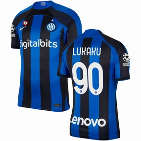 Game Day Nike Inter Milan Lukaku Home Jersey w/ Champions League Patches 22/23 (Lyon Blue/Black)
