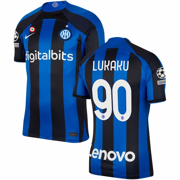 Nike Inter Milan Lukaku Home Jersey w/ Champions League Patches 22/23 (Lyon Blue/Black) Street Ready