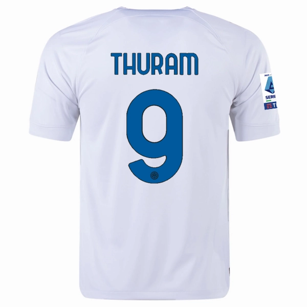 Vapor Control Weave Nike Inter Milan Marcus Thuram Away Jersey w/ Series A   Copa Italia Patches 23/24 (White/Lyon Blue)