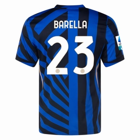 Nike Inter Milan Nicol?? Barella Home Jersey w/ Serie A    Scudetto Patch 24/25 (Lyon Blue/Black) Soft touch finish