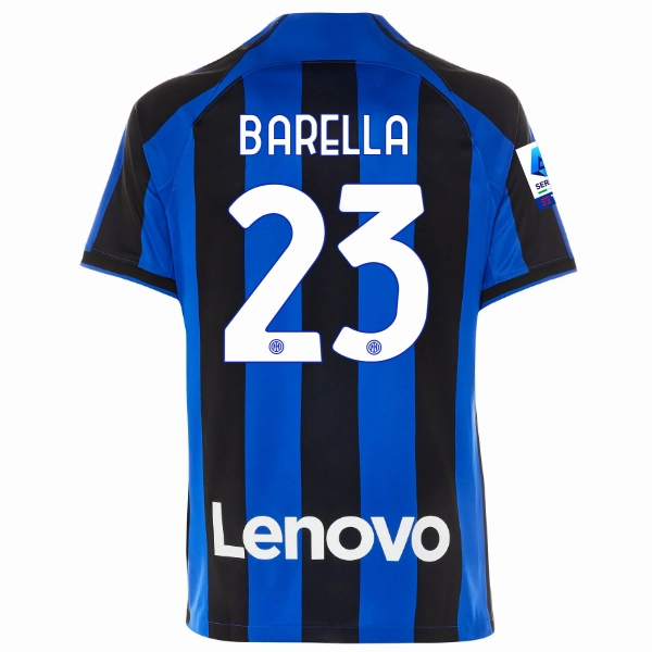 Airflow Channel Panels Friction control Nike Inter Milan Nicolo Barella Home Jersey w/ Serie A   Copa Italia Patches 22/23 (Lyon Blue/Black)