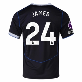 Hygroscopic Fiber Blend Nike James Chelsea T90 Third Jersey w/ EPL   NRFR   CWCC Patch 25/26 (Black/Silver)