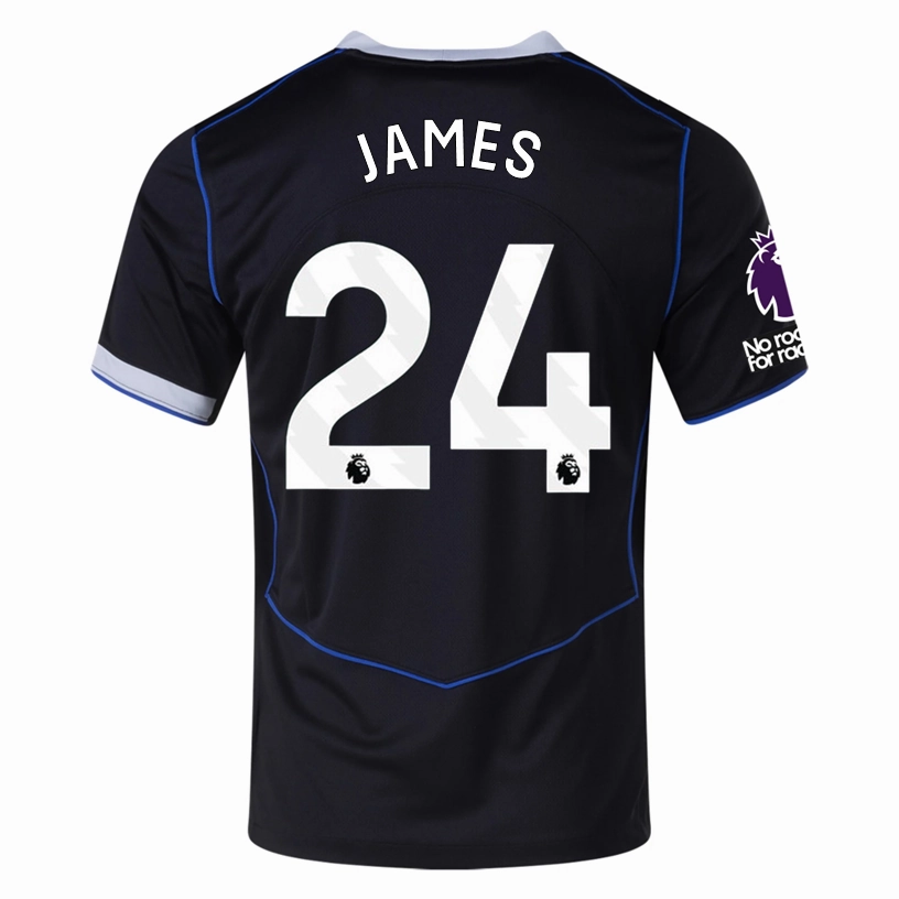 Comfortable Inner Lining Non Restrictive Design Nike James Chelsea T90 Third Jersey w/ EPL   NRFR   CWCC Patch 25/26 (Black/Silver)