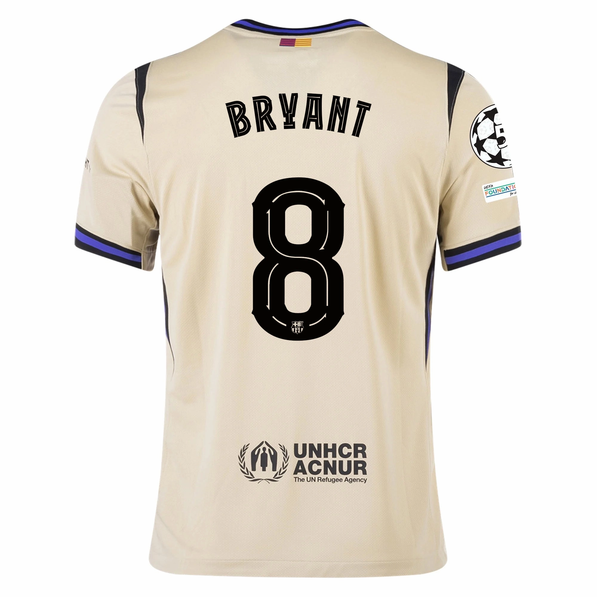Core Fit Temperature Regulating Technology Nike Kobe Bryant Men's FC Barcelona Away Jersey 25/26 w/ Champions League Patches (Team Gold/Persion Violet/Black)