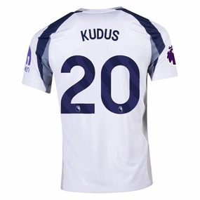 Oversized Silhouette Quick Repair Yarn Nike Kudus Tottenham Hotspurs Home Jersey w/ EPL   No Room For Racism Patch 25/26 (White/Iron/Binary Blue)