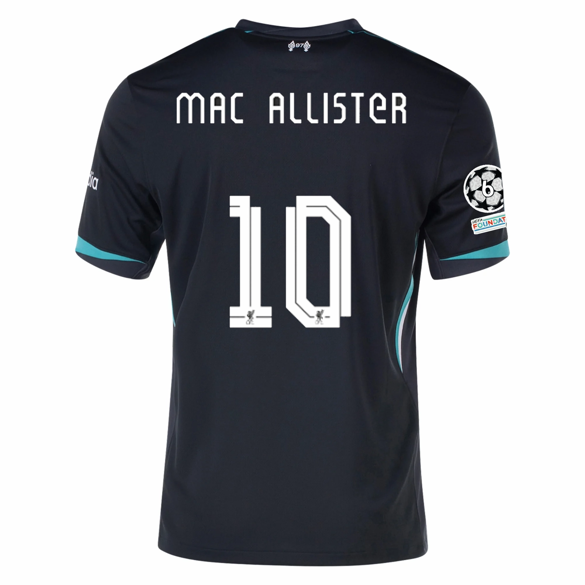 Nike Liverpool Alex Mac Allister Away Jersey w/ Champions League Patches 24/25 (Night Forest/Washed Teal) Brushed Inner Lining