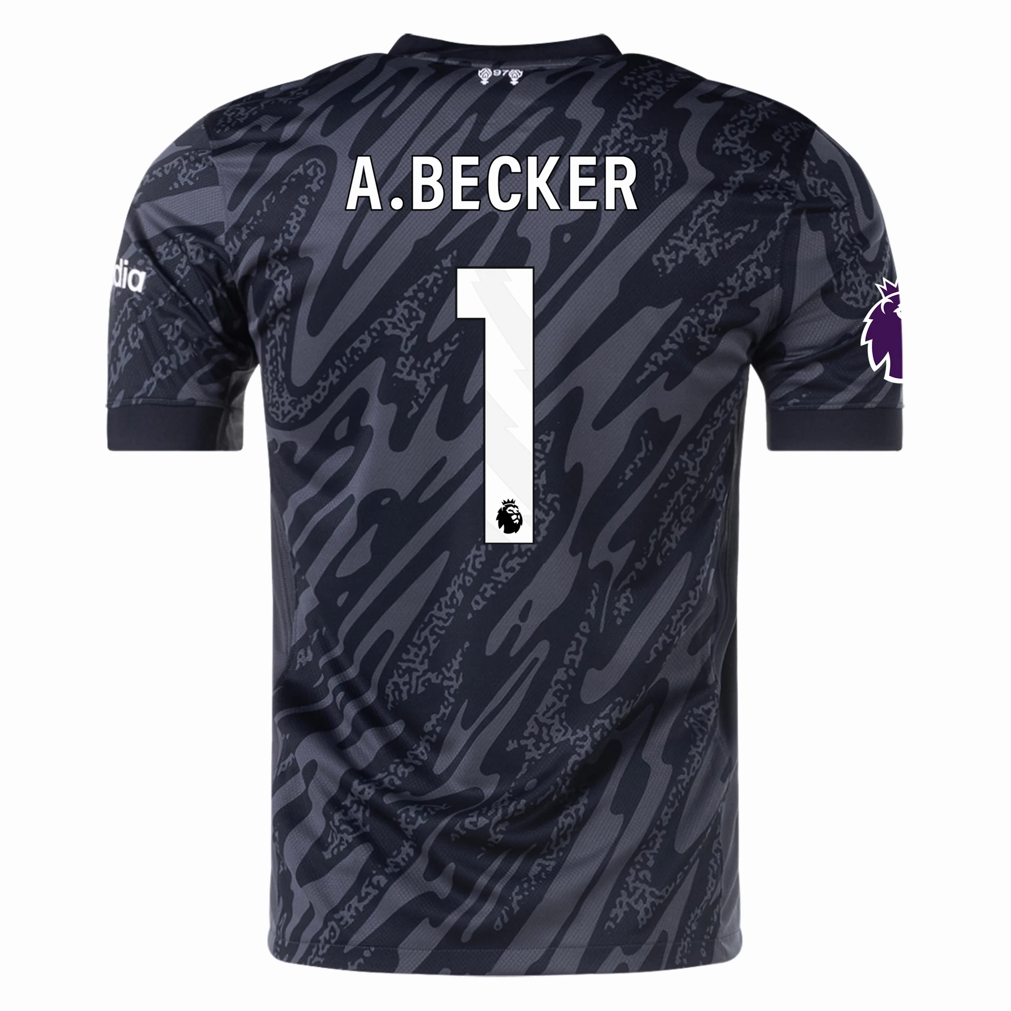 Quick Recovery Fabric Technical Build Nike Liverpool Allison Becker Goalkeeper Jersey w/ EPL Patch 24/25 (Anthracite/Black)