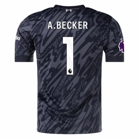 Nike Liverpool Allison Becker Goalkeeper Jersey w/ EPL Patch 24/25 (Anthracite/Black) Raglan Sleeve Integration Stretchable Fabric