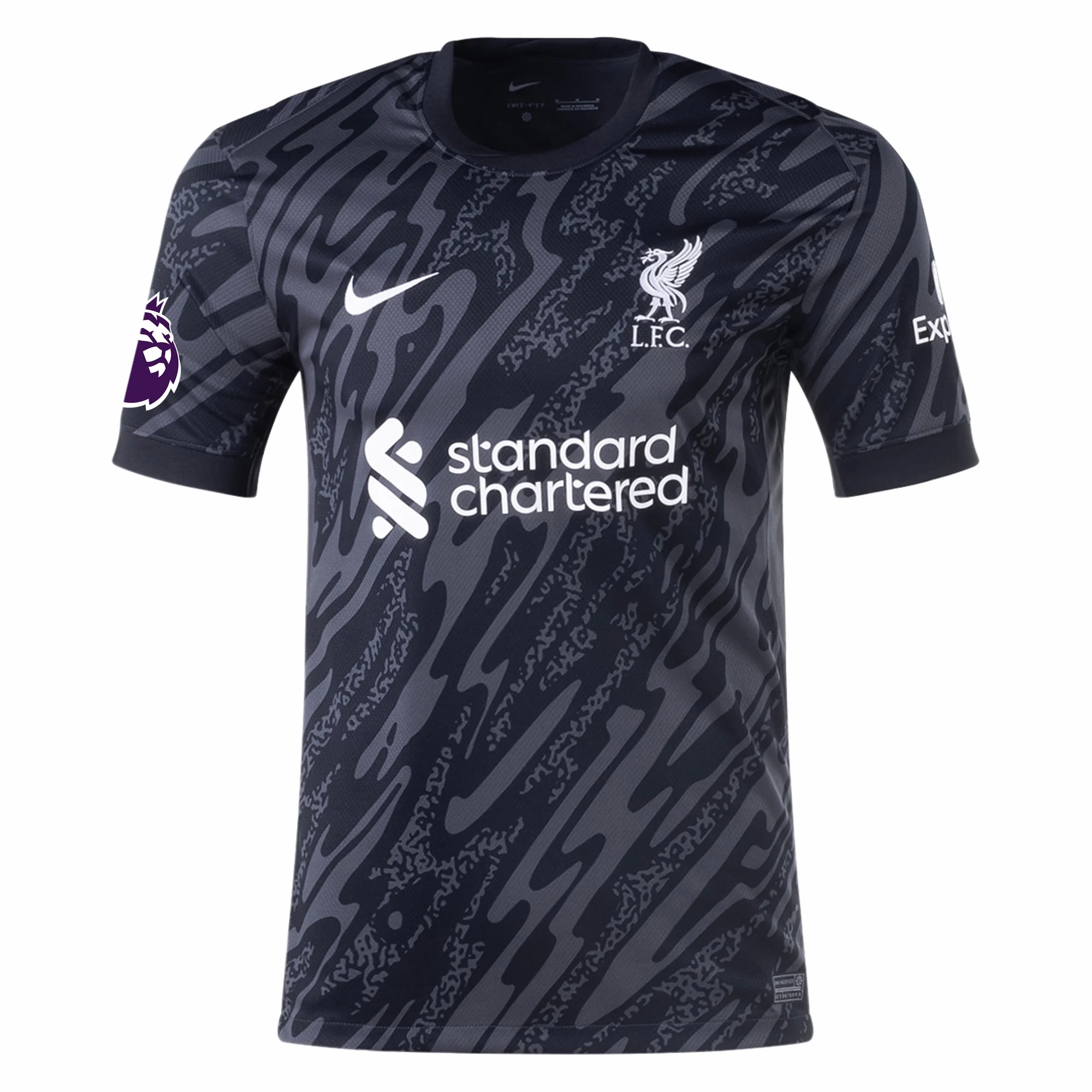 Fade Resistant Dyeing Adaptive Thermal Control Nike Liverpool Allison Becker Goalkeeper Jersey w/ EPL Patch 24/25 (Anthracite/Black)