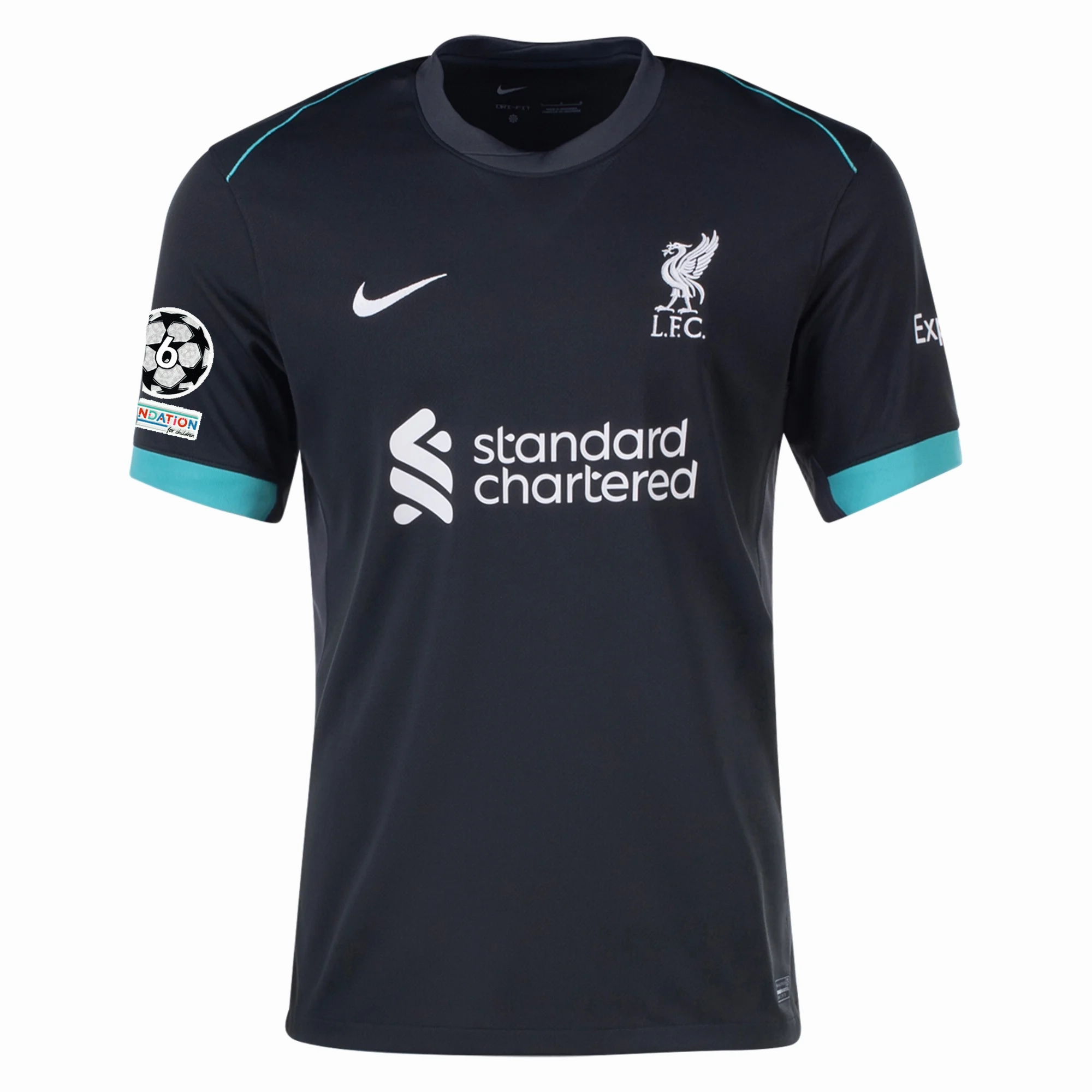 Nike Liverpool Andy Robertson Away Jersey w/ Champions League Patches 24/25 (Night Forest/Washed Teal) Ergonomic Cut Rush Ready