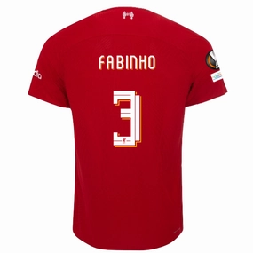 Wicking Interceptor Fabric Active Edge Nike Liverpool Authentic Fabinho Vaporknit Match Home Jersey w/ Europa League Patches 23/24 (Red/White)