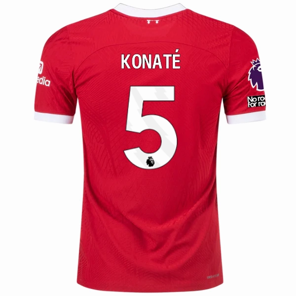 Quick Recovery Fabric Training Fit Nike Liverpool Authentic Konate Vaporknit Match Home Jersey w/ EPL   No Room For Racism 23/24 (Red/White)