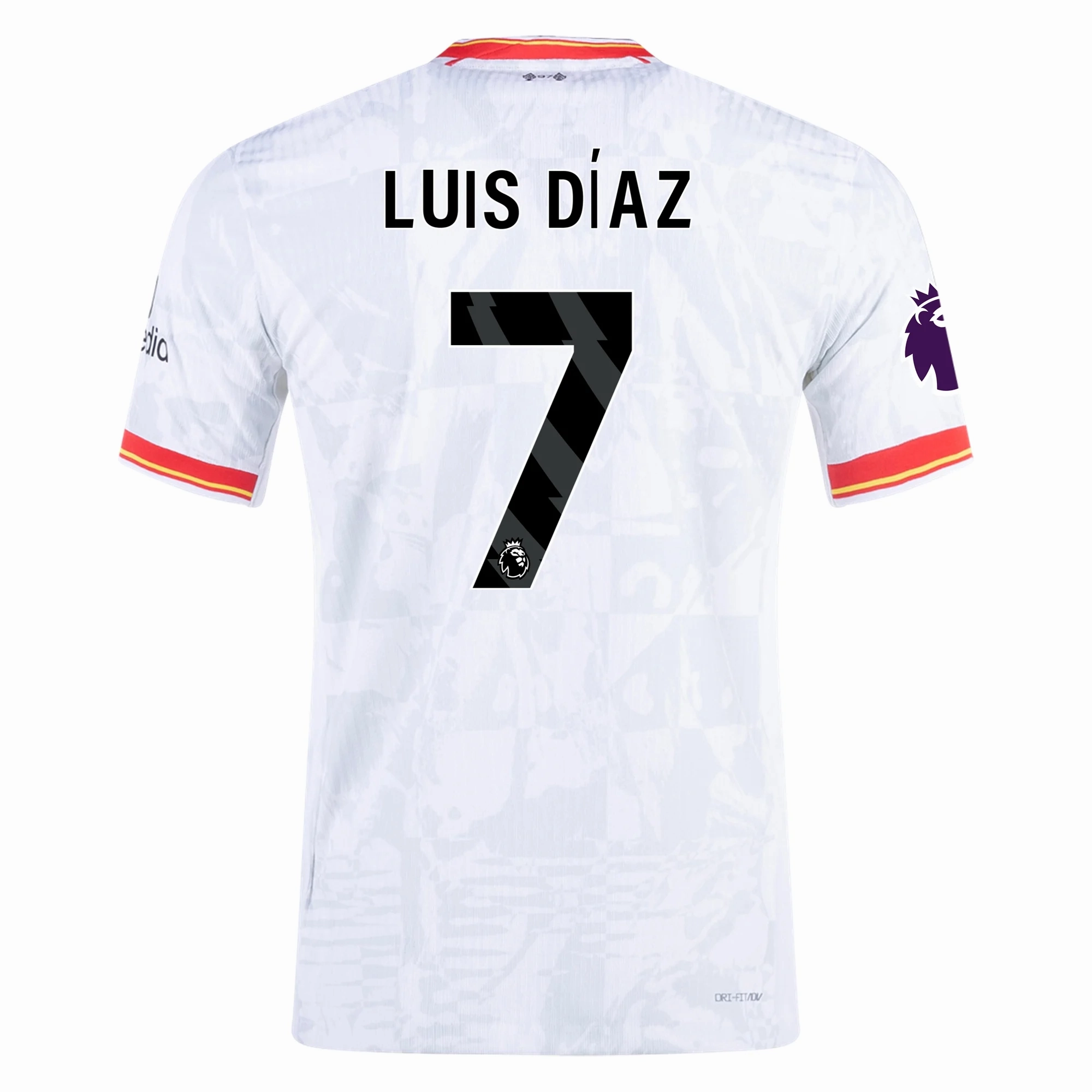 Nike Liverpool Authentic Luis Diaz Third Jersey w/ EPL Patch 24/25 (White/Pure Platinum) Maximum Performance Temperature Control Technology