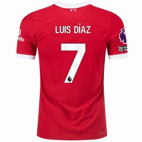 Active Hours Brushed Inner Lining Nike Liverpool Authentic Luis Diaz Vaporknit Match Home Jersey w/ EPL   No Room For Racism 23/24 (Red/White)
