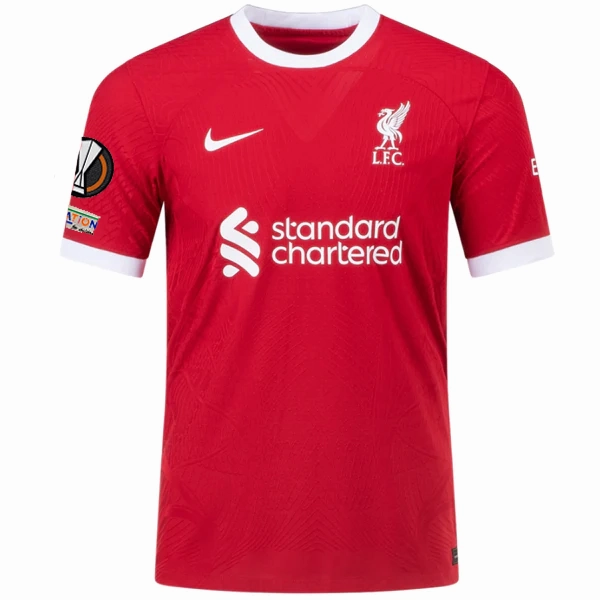 Brushed Inner Lining Nike Liverpool Authentic Mohamed Salah Vaporknit Match Home Jersey w/ Europa League Patches 23/24 (Red/White)
